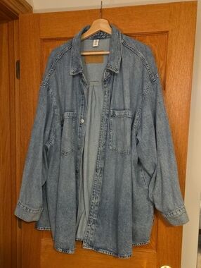 H&M Oversized Light Blue Denim Shirt Jacket